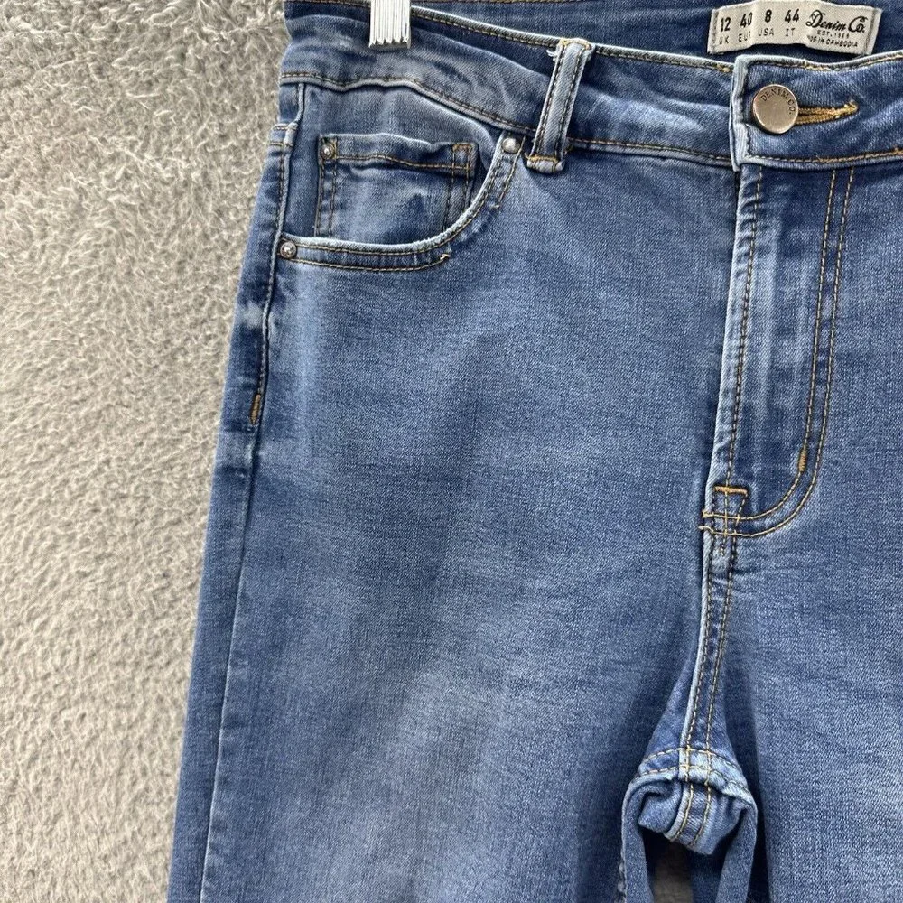 Denim Co Jeans Women's 8 Blue Light‎ Wash Denim Distressed Ankle Skinny Jeans